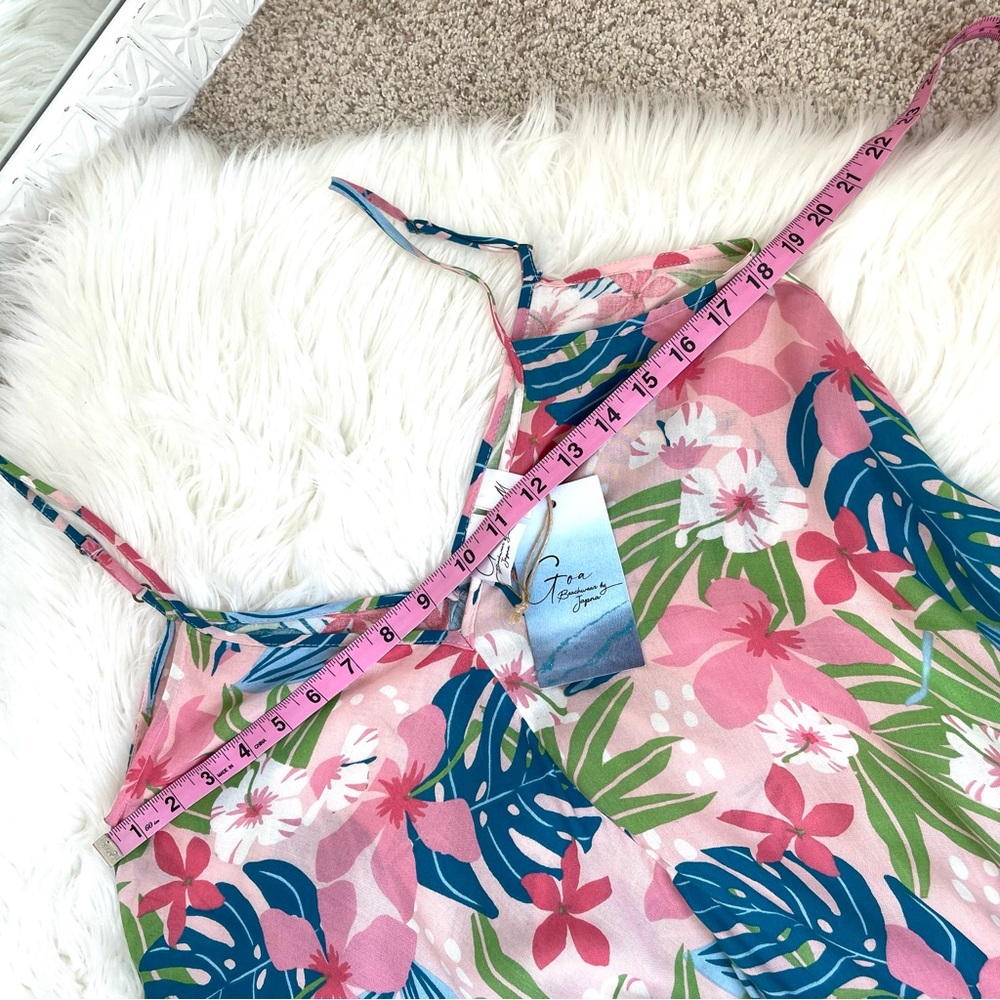 Women’s Pink Tropical Print Swim Cover-Up Dress - Picture 10 of 13